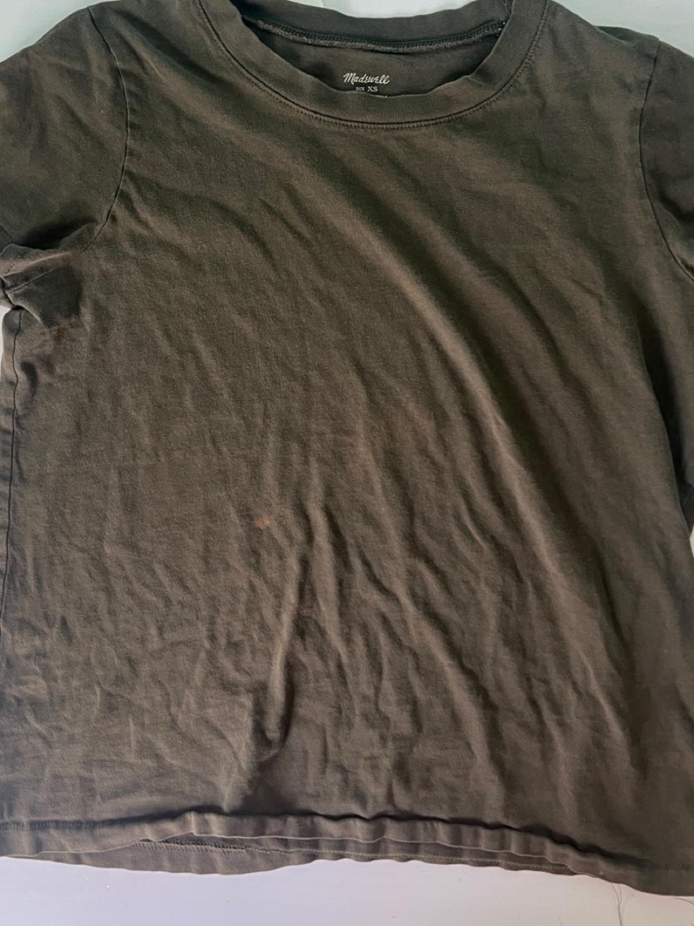 Madewell Women's Green Solid Crew Neck Short Sleeve Basic T-Shirt Size XS